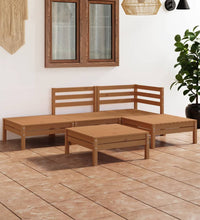 5-tlg. Garten-Lounge-Set Massivholz Kiefer Honigbraun