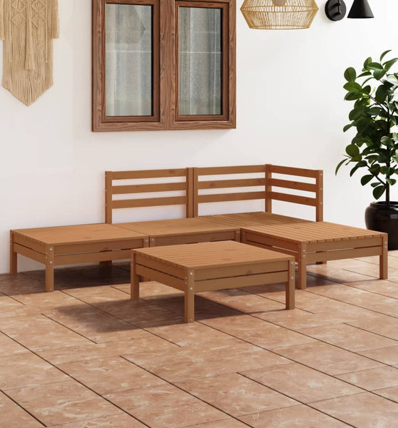 5-tlg. Garten-Lounge-Set Massivholz Kiefer Honigbraun