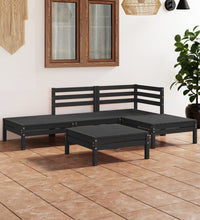 5-tlg. Garten-Lounge-Set Massivholz Kiefer Schwarz