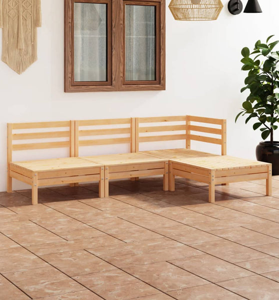 4-tlg. Garten-Lounge-Set Massivholz Kiefer