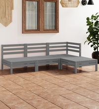 4-tlg. Garten-Lounge-Set Massivholz Kiefer Grau