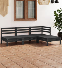 4-tlg. Garten-Lounge-Set Massivholz Kiefer Schwarz