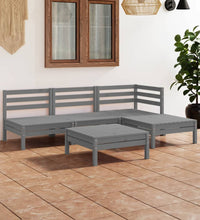 5-tlg. Garten-Lounge-Set Massivholz Kiefer Grau