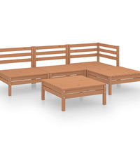 5-tlg. Garten-Lounge-Set Massivholz Kiefer Honigbraun