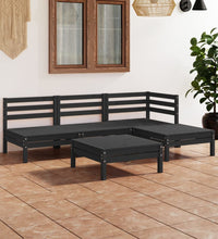 5-tlg. Garten-Lounge-Set Massivholz Kiefer Schwarz