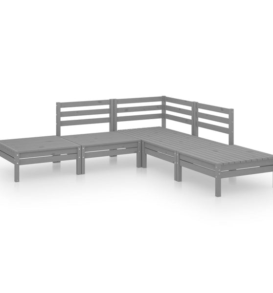 5-tlg. Garten-Lounge-Set Massivholz Kiefer Grau