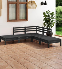 5-tlg. Garten-Lounge-Set Massivholz Kiefer Schwarz