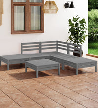 6-tlg. Garten-Lounge-Set Massivholz Kiefer Grau