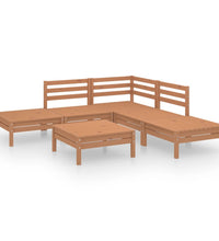 6-tlg. Garten-Lounge-Set Massivholz Kiefer Honigbraun