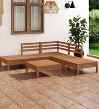 6-tlg. Garten-Lounge-Set Massivholz Kiefer Honigbraun