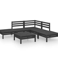 6-tlg. Garten-Lounge-Set Massivholz Kiefer Schwarz