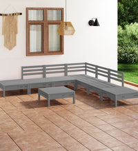 8-tlg. Garten-Lounge-Set Massivholz Kiefer Grau