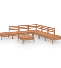 8-tlg. Garten-Lounge-Set Massivholz Kiefer Honigbraun