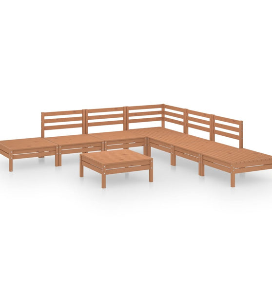 8-tlg. Garten-Lounge-Set Massivholz Kiefer Honigbraun