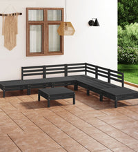 8-tlg. Garten-Lounge-Set Massivholz Kiefer Schwarz