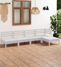 5-tlg. Garten-Lounge-Set Massivholz Kiefer Weiß