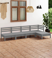 5-tlg. Garten-Lounge-Set Massivholz Kiefer Grau