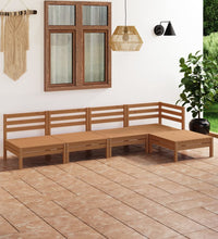 5-tlg. Garten-Lounge-Set Massivholz Kiefer Honigbraun