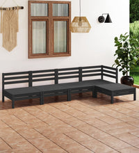 5-tlg. Garten-Lounge-Set Massivholz Kiefer Schwarz