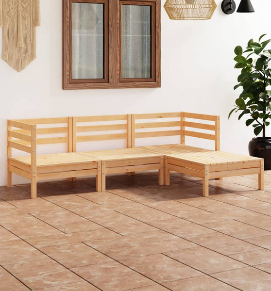 4-tlg. Garten-Lounge-Set Massivholz Kiefer