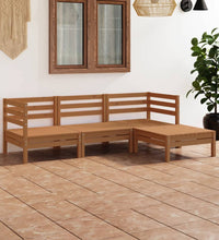 4-tlg. Garten-Lounge-Set Massivholz Kiefer Honigbraun