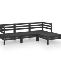 4-tlg. Garten-Lounge-Set Massivholz Kiefer Schwarz