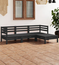 4-tlg. Garten-Lounge-Set Massivholz Kiefer Schwarz