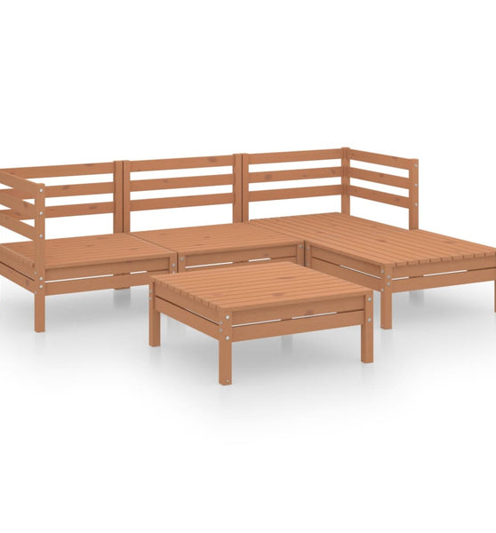 5-tlg. Garten-Lounge-Set Massivholz Kiefer Honigbraun