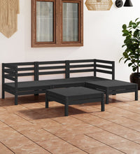 5-tlg. Garten-Lounge-Set Massivholz Kiefer Schwarz