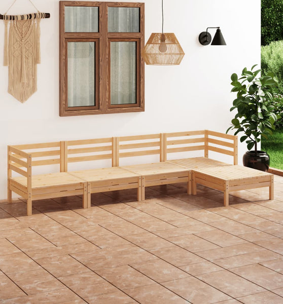 5-tlg. Garten-Lounge-Set Kiefer Massivholz