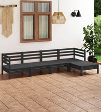 5-tlg. Garten-Lounge-Set Massivholz Kiefer Schwarz