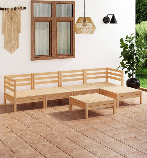 6-tlg. Garten-Lounge-Set Massivholz Kiefer