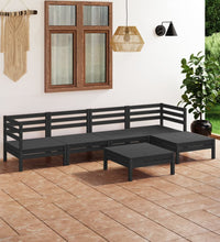 6-tlg. Garten-Lounge-Set Massivholz Kiefer Schwarz