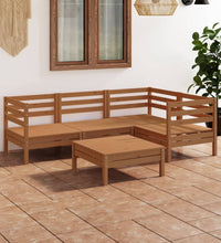 5-tlg. Garten-Lounge-Set Massivholz Kiefer Honigbraun