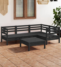 5-tlg. Garten-Lounge-Set Massivholz Kiefer Schwarz