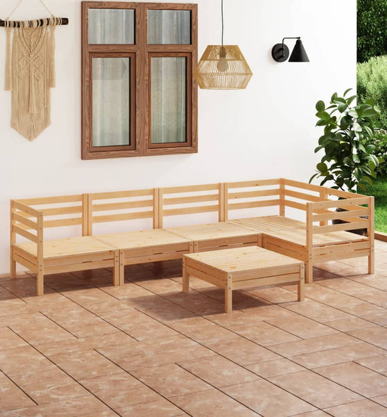 6-tlg. Garten-Lounge-Set Kiefer Massivholz