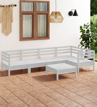 6-tlg. Garten-Lounge-Set Massivholz Kiefer Weiß