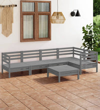 6-tlg. Garten-Lounge-Set Massivholz Kiefer Grau