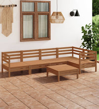 6-tlg. Garten-Lounge-Set Massivholz Kiefer Honigbraun