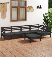 6-tlg. Garten-Lounge-Set Massivholz Kiefer Schwarz