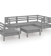 6-tlg. Garten-Lounge-Set Massivholz Kiefer Grau