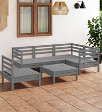 6-tlg. Garten-Lounge-Set Massivholz Kiefer Grau