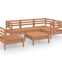 6-tlg. Garten-Lounge-Set Massivholz Kiefer Honigbraun