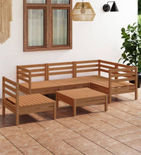 6-tlg. Garten-Lounge-Set Massivholz Kiefer Honigbraun