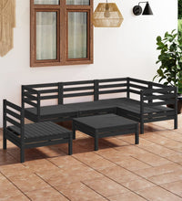 6-tlg. Garten-Lounge-Set Massivholz Kiefer Schwarz