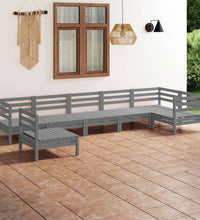 7-tlg. Garten-Lounge-Set Massivholz Kiefer Grau