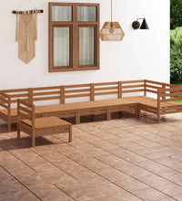 7-tlg. Garten-Lounge-Set Massivholz Kiefer Honigbraun