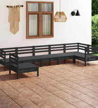 7-tlg. Garten-Lounge-Set Massivholz Kiefer Schwarz