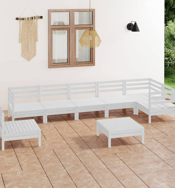 8-tlg. Garten-Lounge-Set Massivholz Kiefer Weiß