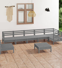 8-tlg. Garten-Lounge-Set Massivholz Kiefer Grau